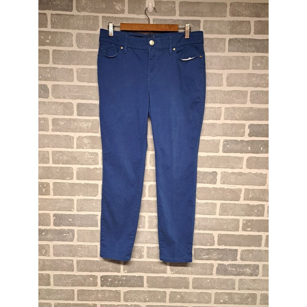 Chicos Womens Blue Dresspants Button Pants Strech Skinny‎ Size 1 Petite